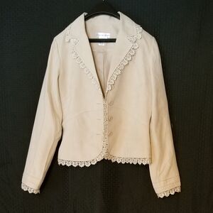 Newport News Khaki, Lace-Accent Blazer